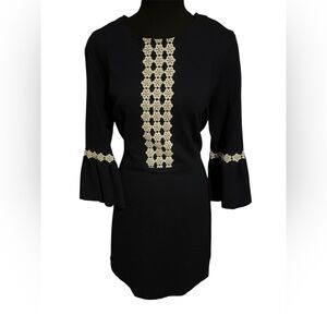 Elegant Blue Navy Dress with Gold Accents